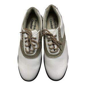 FootJoy GreenJoys Women’s Golf Shoes White Taupe Size 9M Lace Up Spikeless